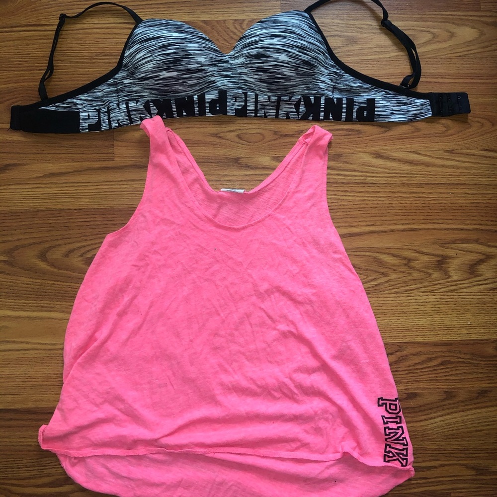Pink tank and sports bra